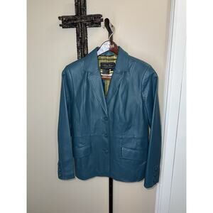 Terry Lewis Classic Luxuries Women's Teal Genuine Leather Jacket Size M